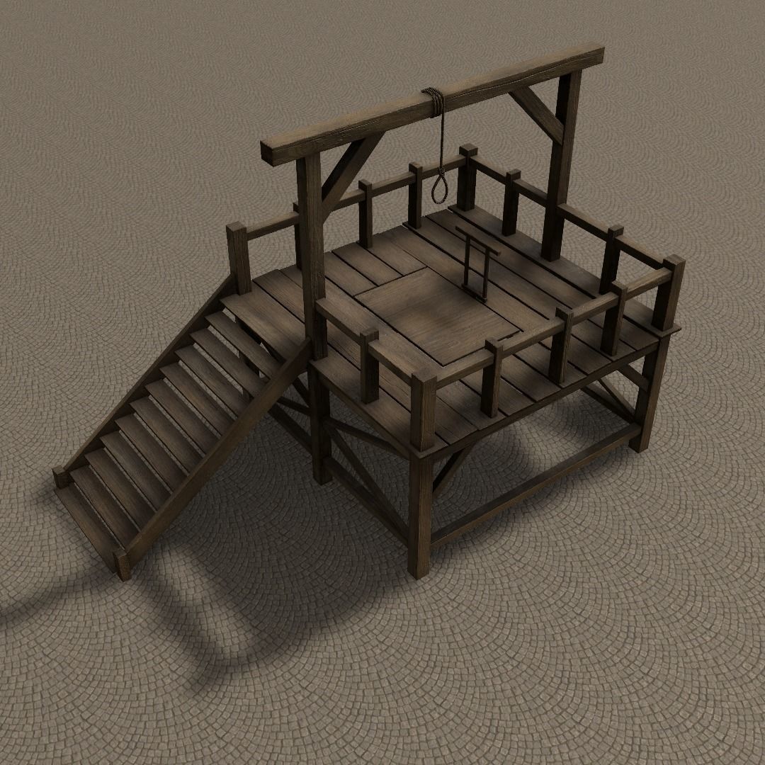 Medieval Gallows Low-poly 3D model_46