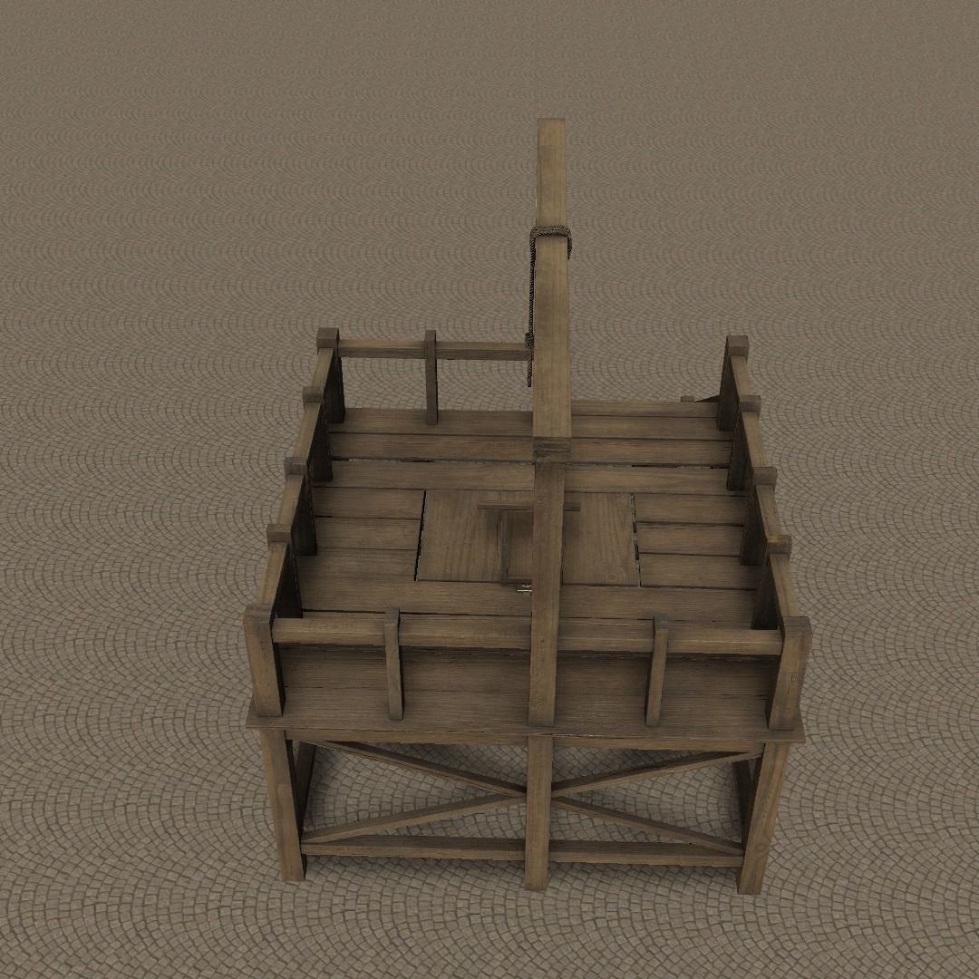 Medieval Gallows Low-poly 3D model_22