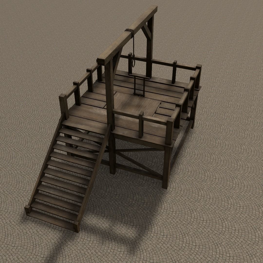 Medieval Gallows Low-poly 3D model_42