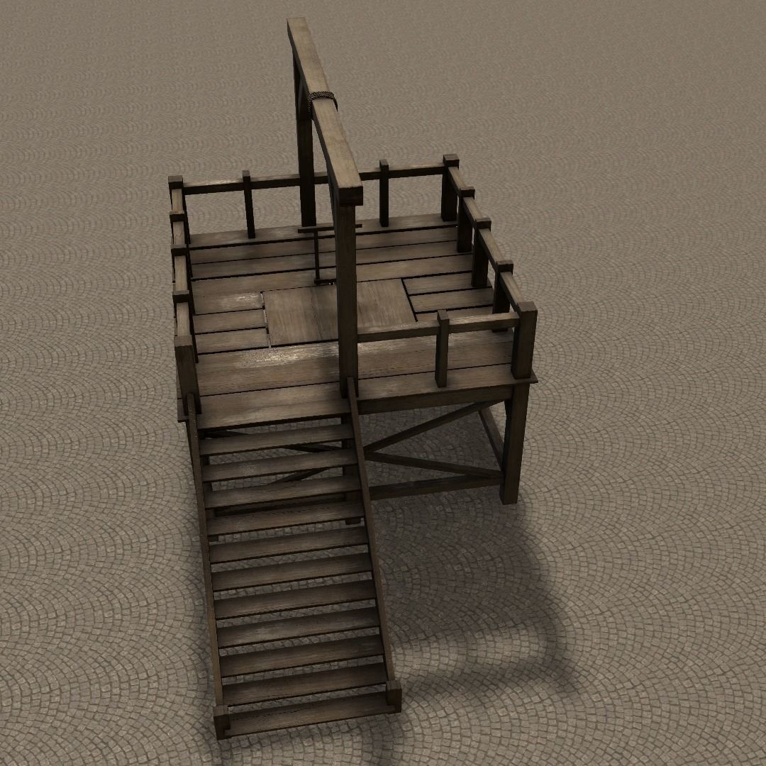 Medieval Gallows Low-poly 3D model_39