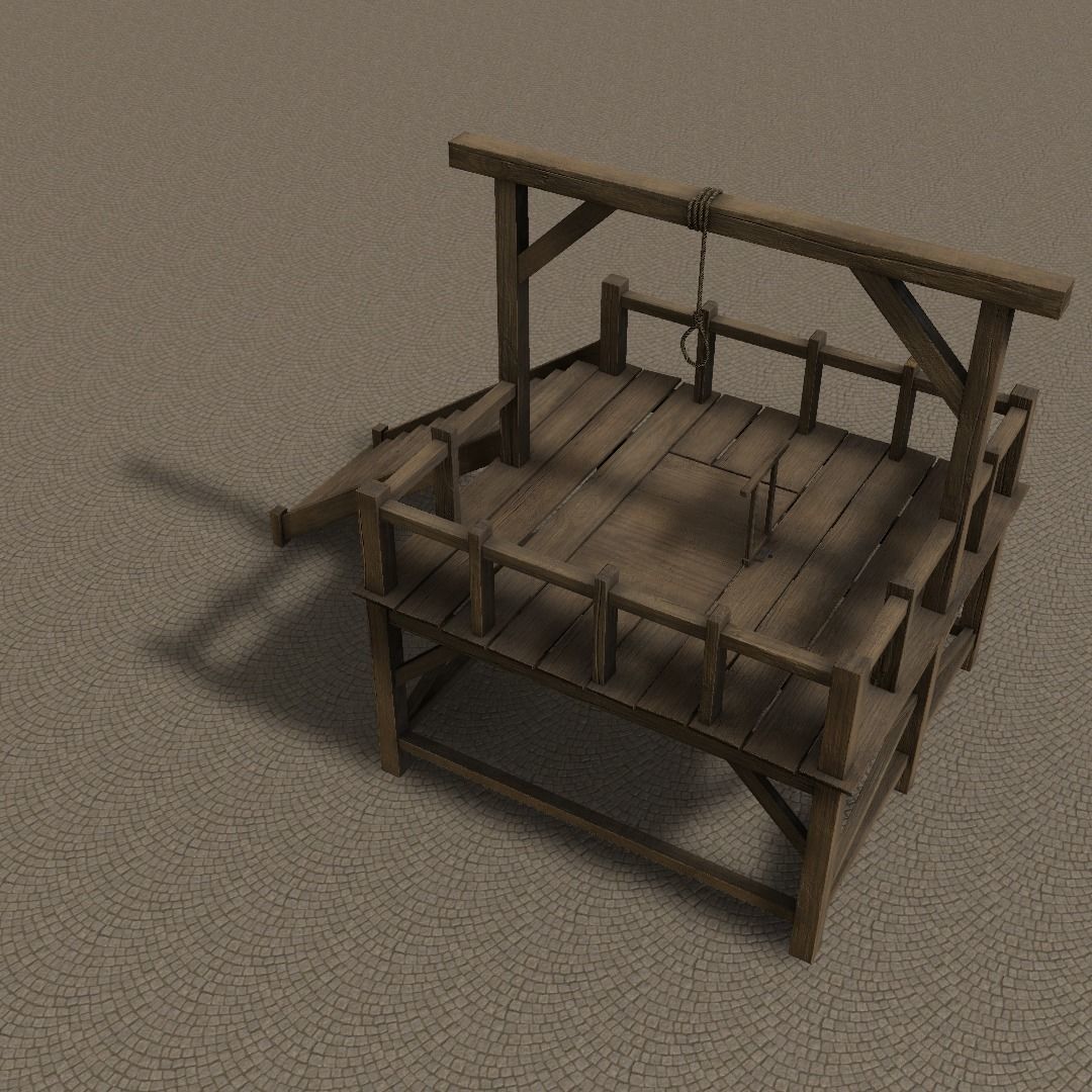 Medieval Gallows Low-poly 3D model_15