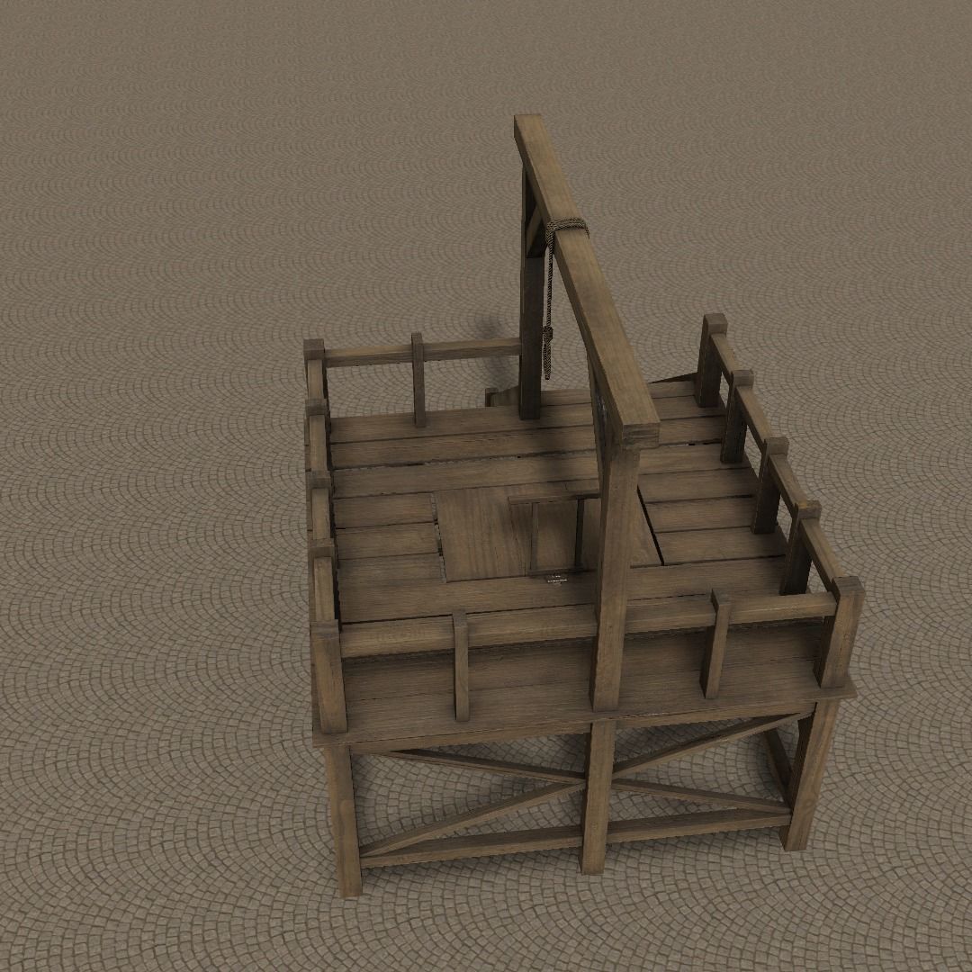 Medieval Gallows Low-poly 3D model_21
