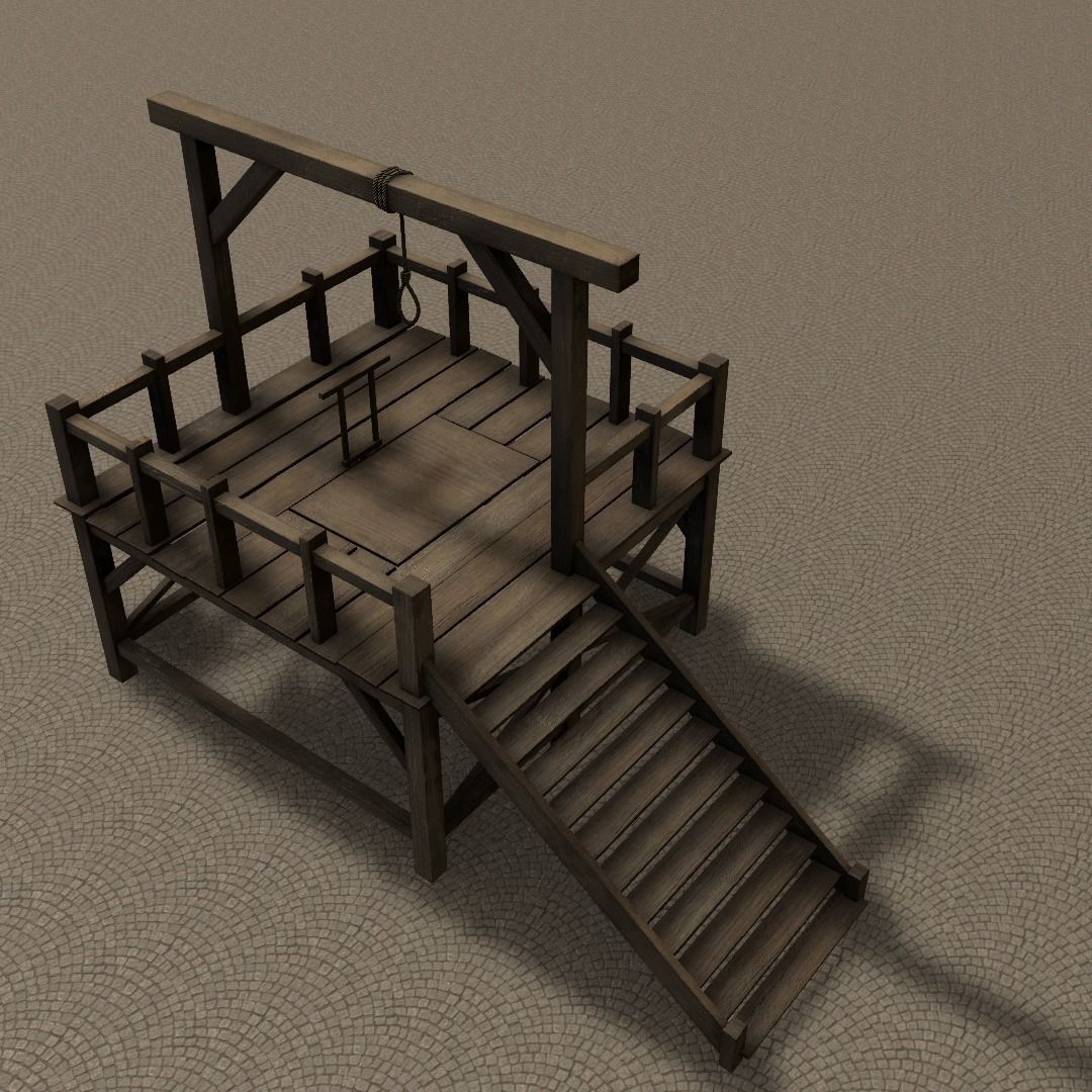 Medieval Gallows Low-poly 3D model_35