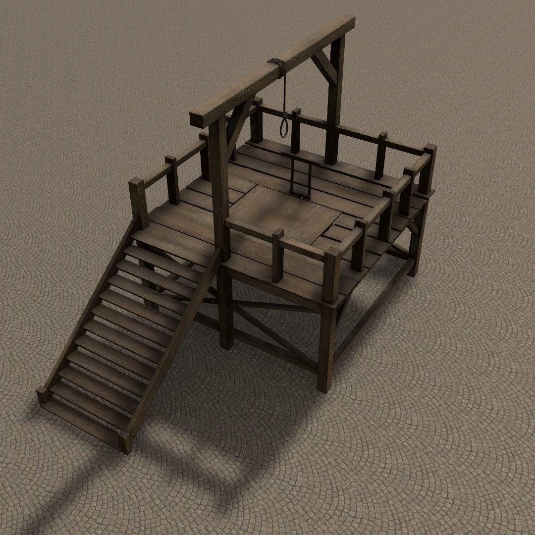 Medieval Gallows Low-poly 3D model_43