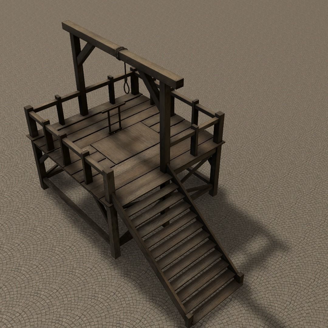 Medieval Gallows Low-poly 3D model_36