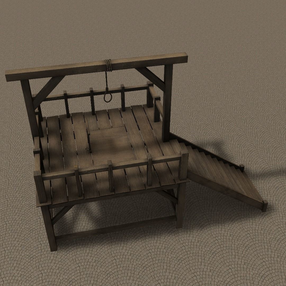 Medieval Gallows Low-poly 3D model_30