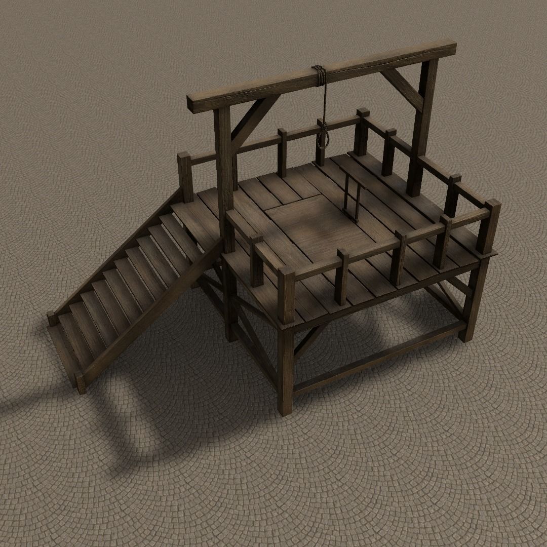 Medieval Gallows Low-poly 3D model_8