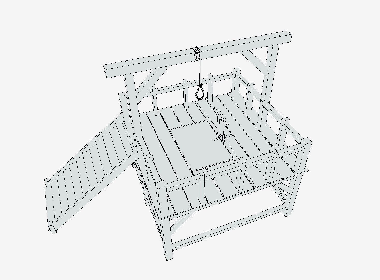 Medieval Gallows Low-poly 3D model_6