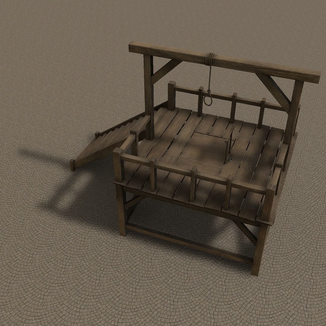 Medieval Gallows Low-poly 3D model_14