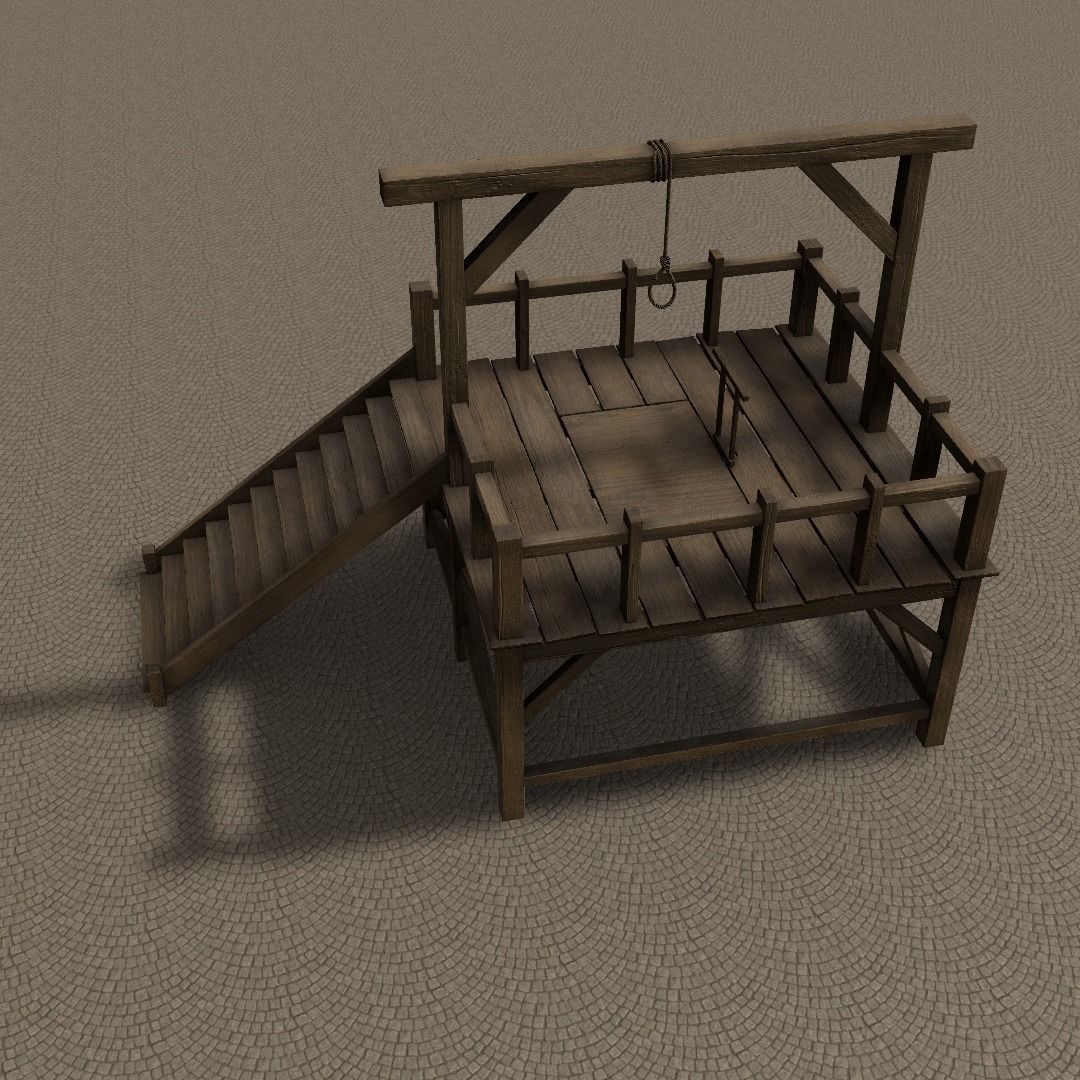 Medieval Gallows Low-poly 3D model_10