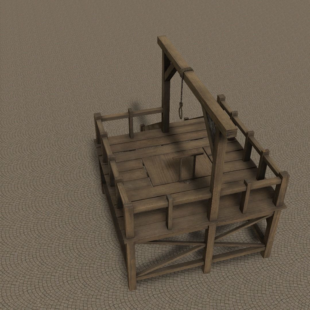 Medieval Gallows Low-poly 3D model_20