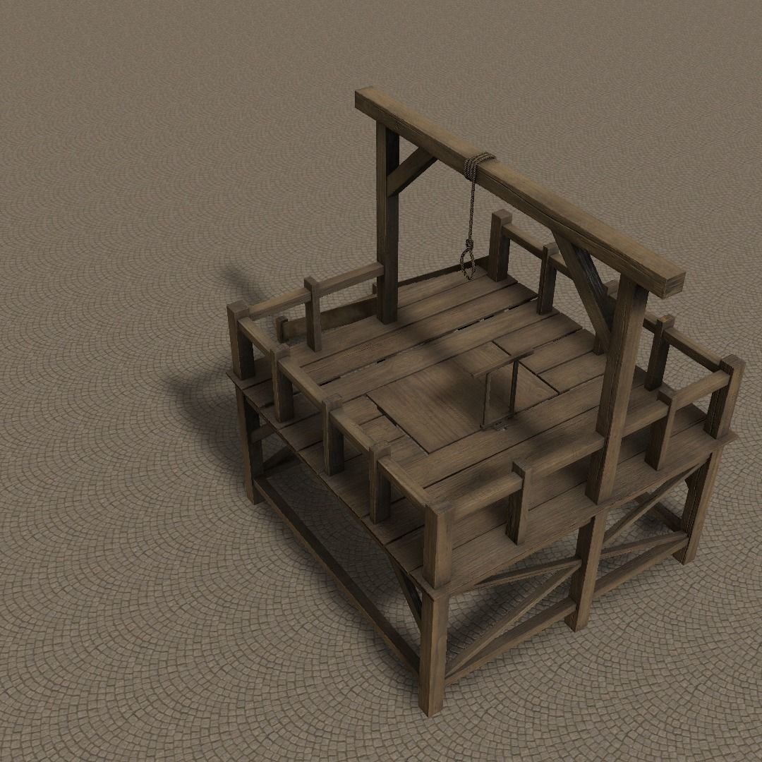 Medieval Gallows Low-poly 3D model_18