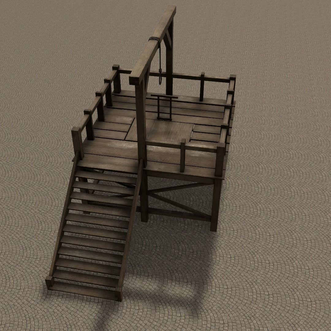 Medieval Gallows Low-poly 3D model_41