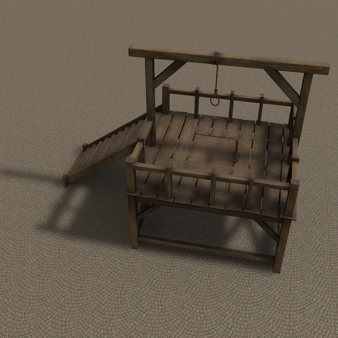 Medieval Gallows Low-poly 3D model_13