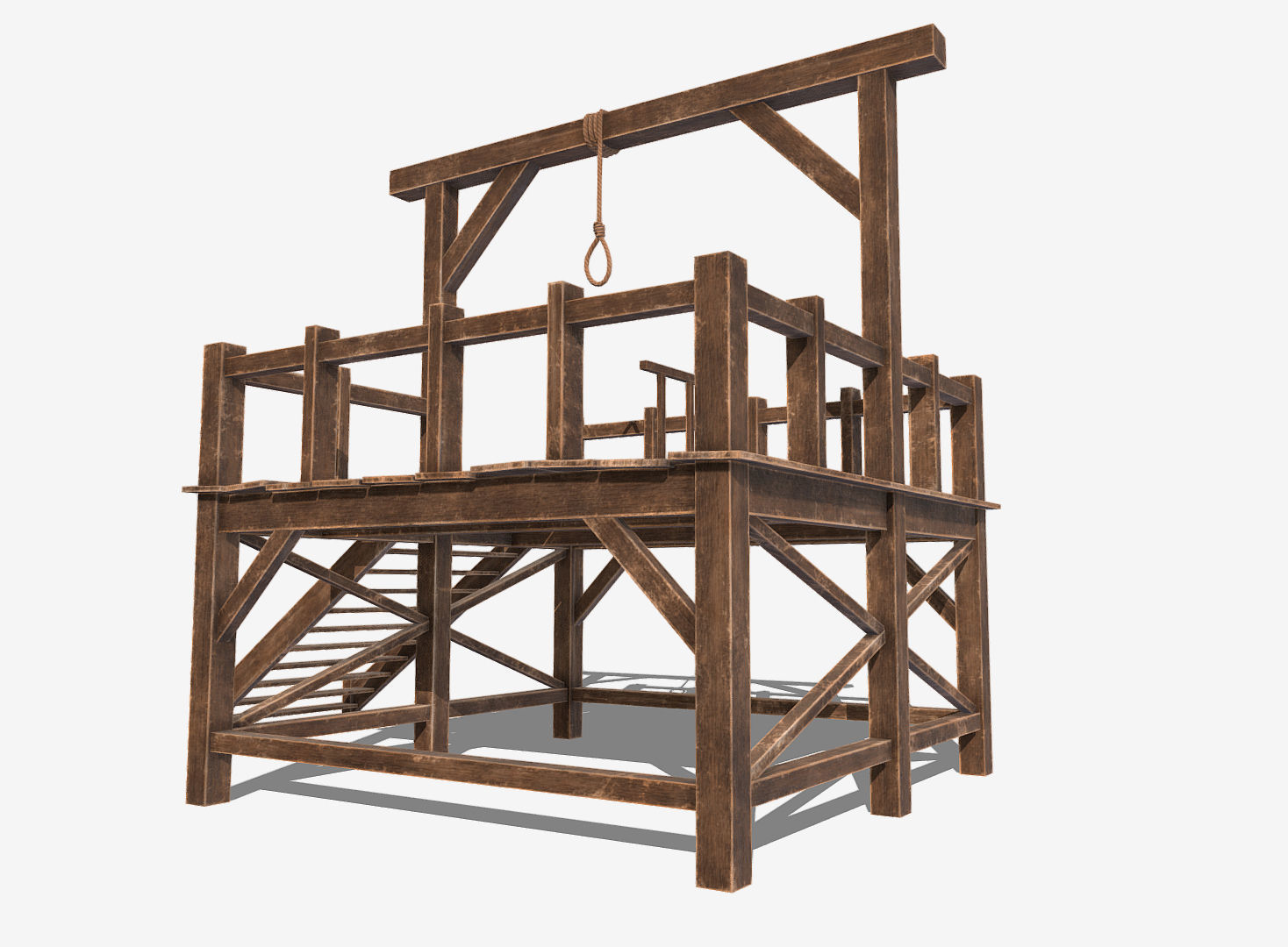 Medieval Gallows Low-poly 3D model_2