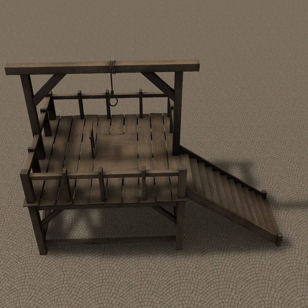 Medieval Gallows Low-poly 3D model_31
