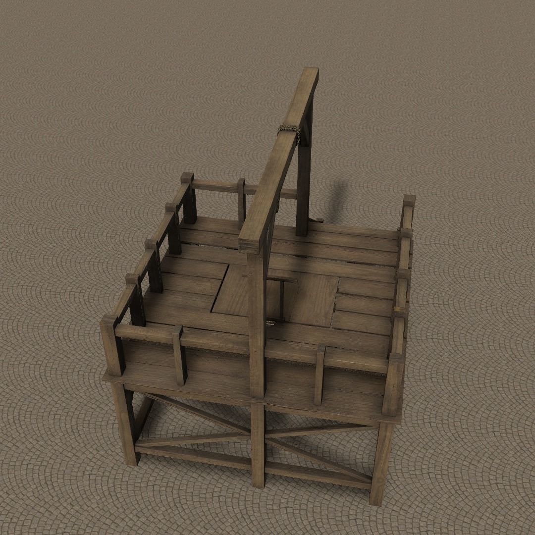 Medieval Gallows Low-poly 3D model_23
