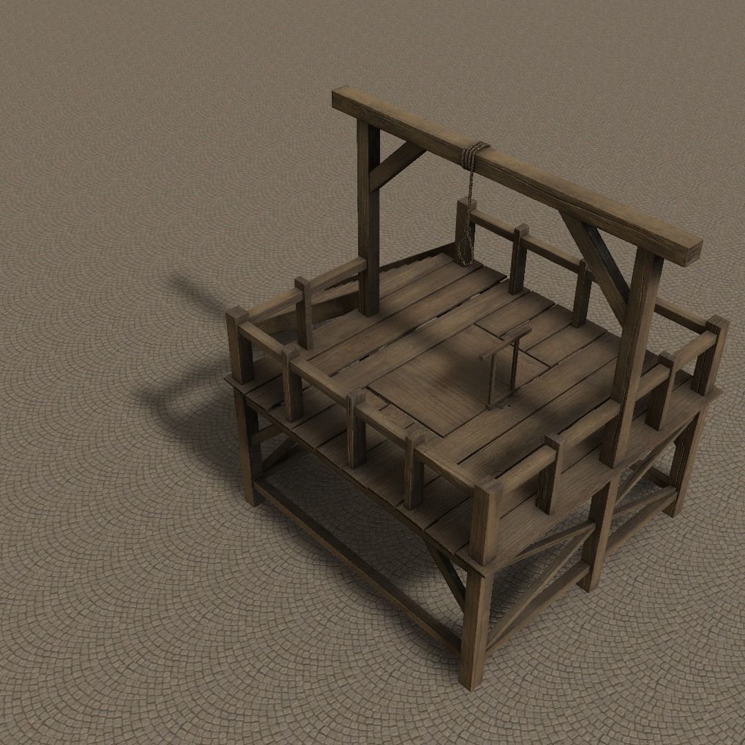Medieval Gallows Low-poly 3D model_17