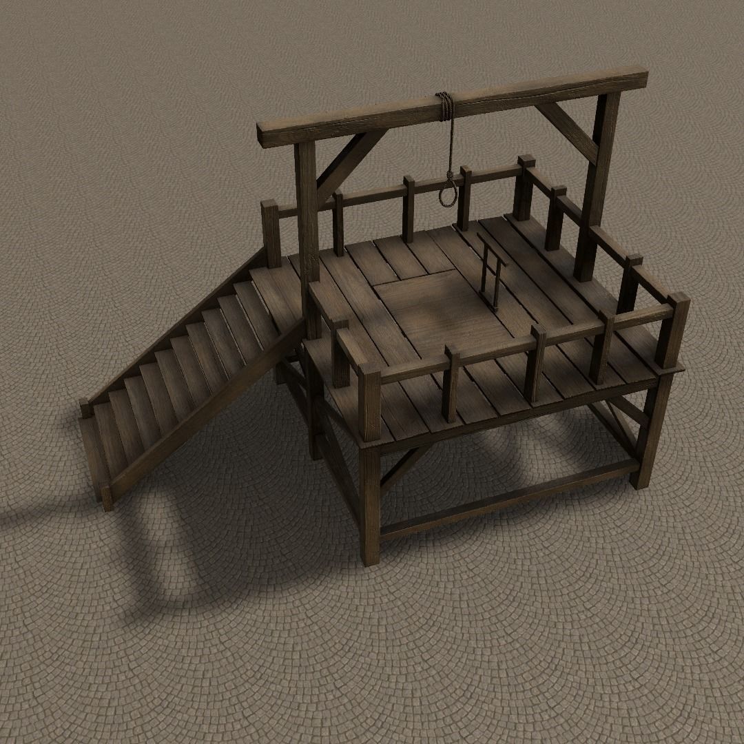 Medieval Gallows Low-poly 3D model_9