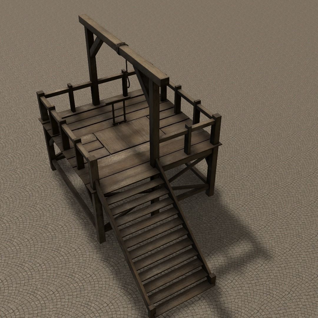 Medieval Gallows Low-poly 3D model_37