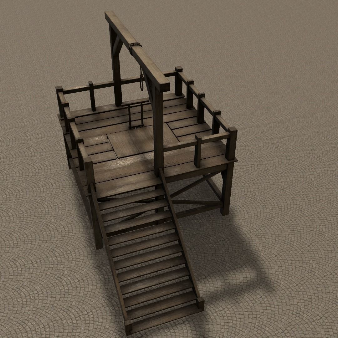 Medieval Gallows Low-poly 3D model_38