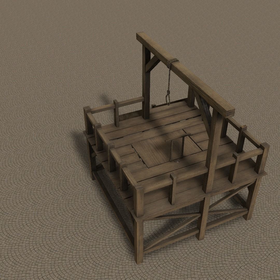 Medieval Gallows Low-poly 3D model_19