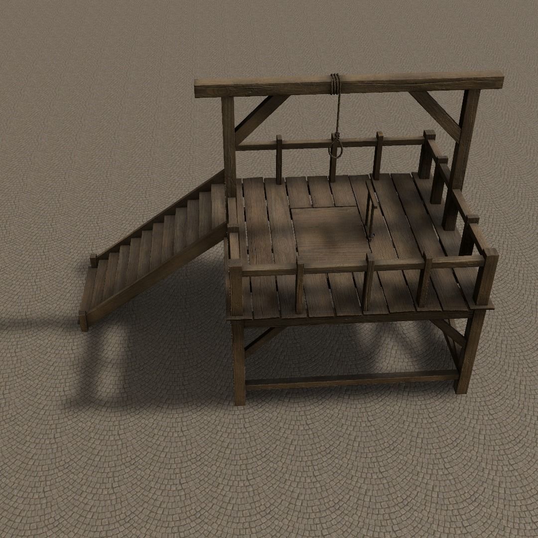 Medieval Gallows Low-poly 3D model_11