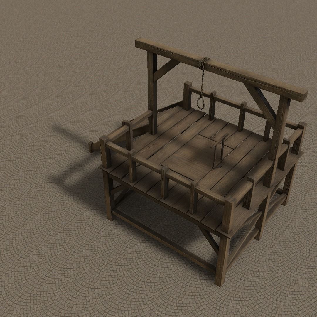 Medieval Gallows Low-poly 3D model_16