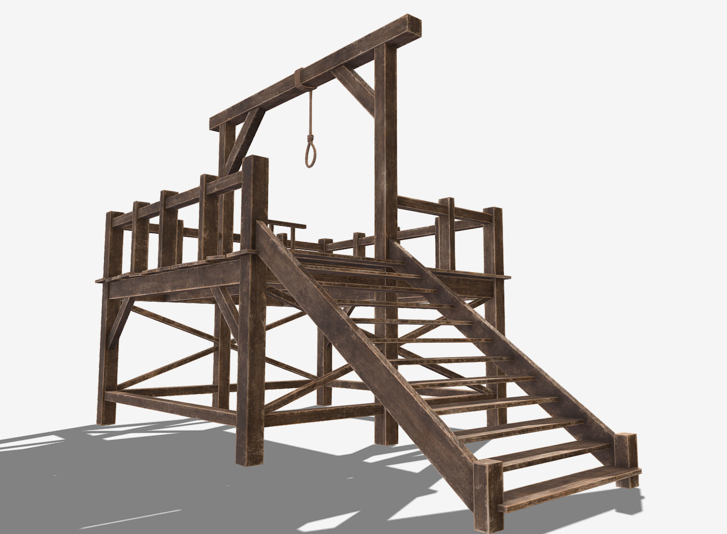 Medieval Gallows Low-poly 3D model_3