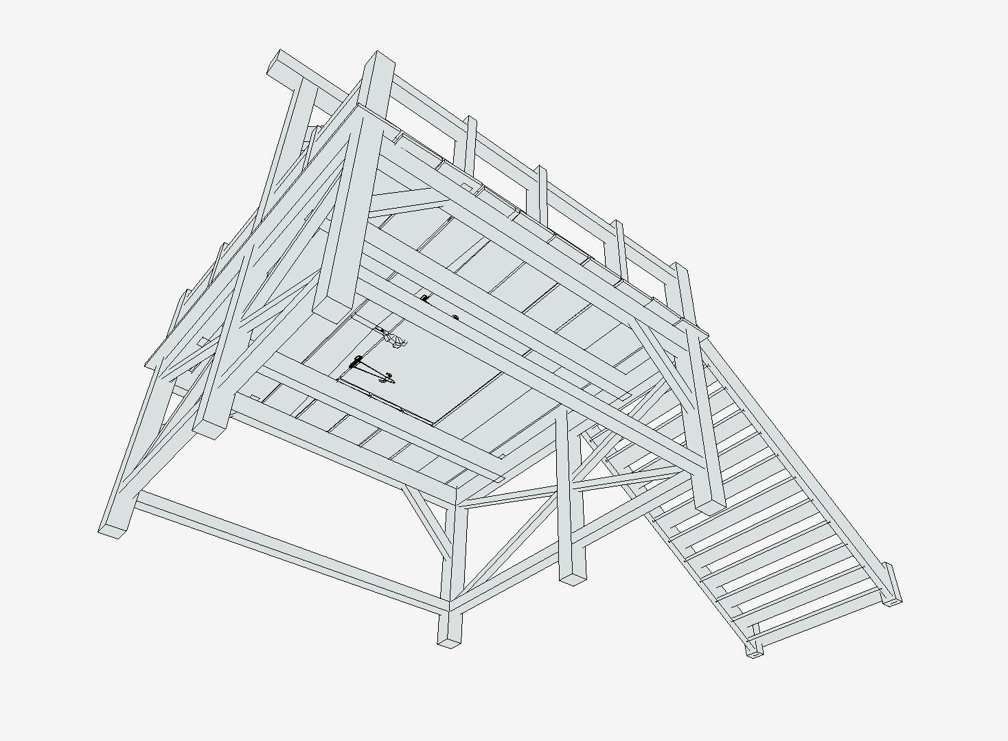 Medieval Gallows Low-poly 3D model_7