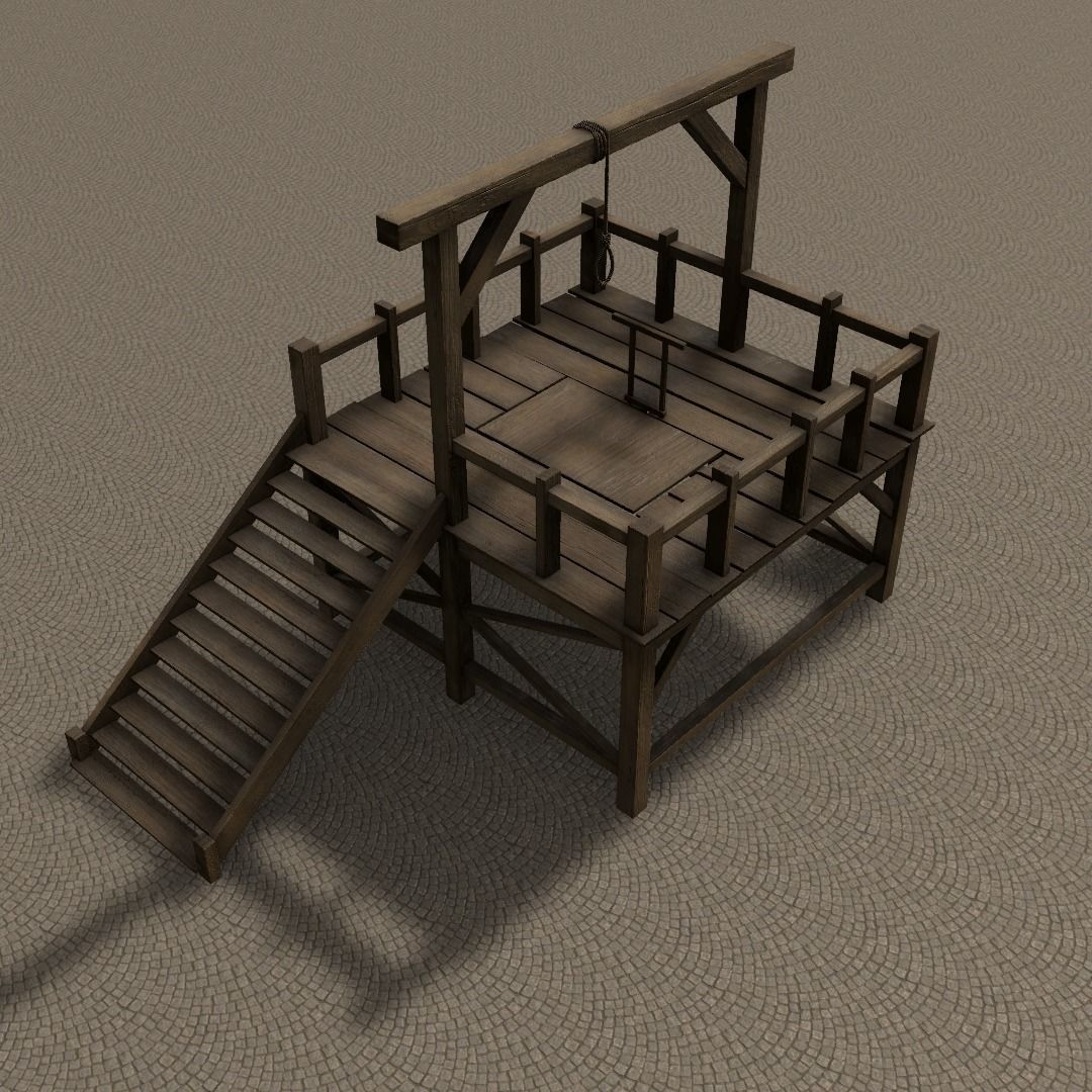 Medieval Gallows Low-poly 3D model_44