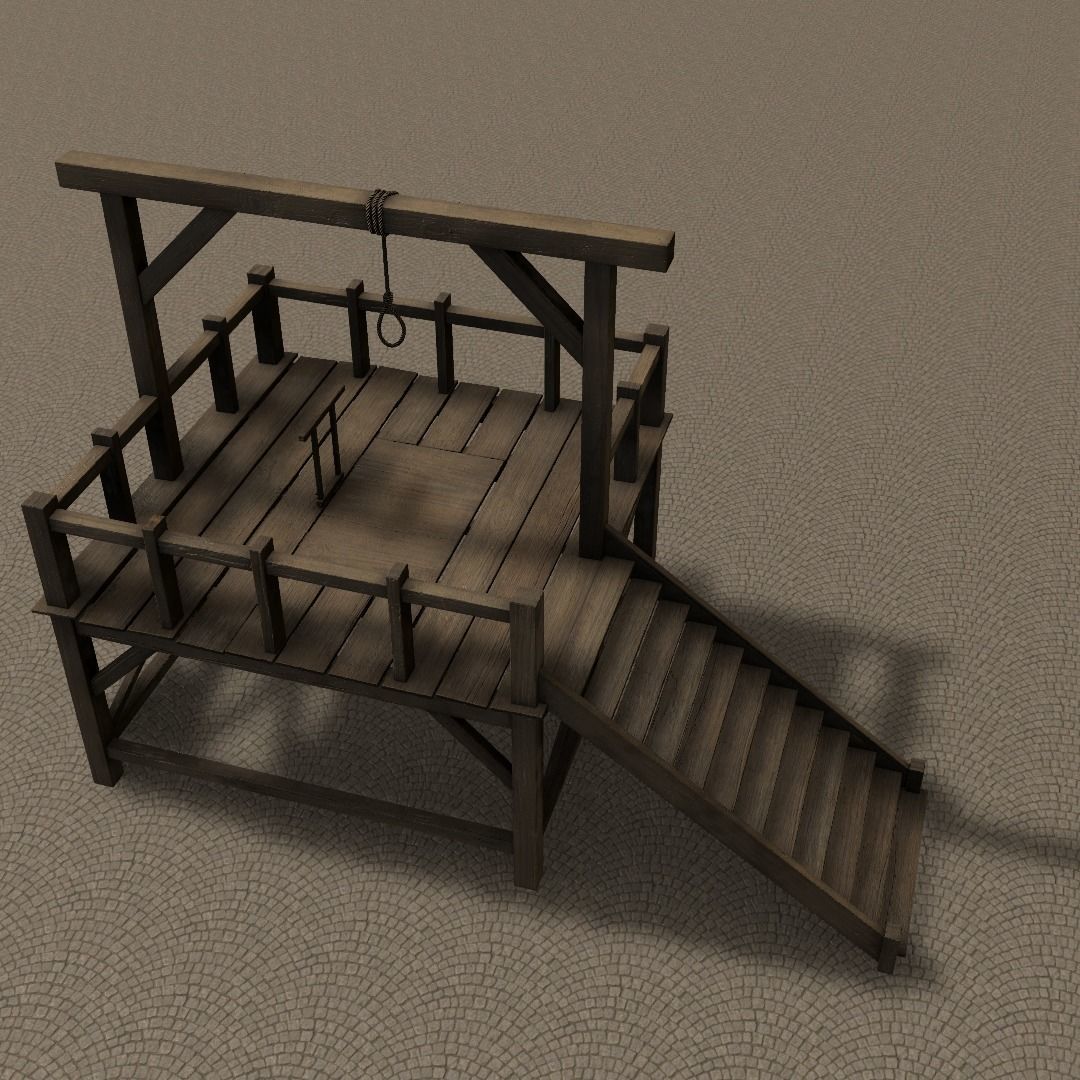Medieval Gallows Low-poly 3D model_33