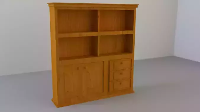 Wooden Book Shelf Architecture  Low-poly 3D model