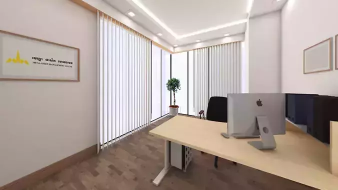 Interior office with desk and chair