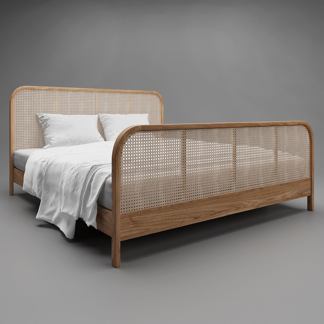 Rattan Bed Indochine 3D model_1