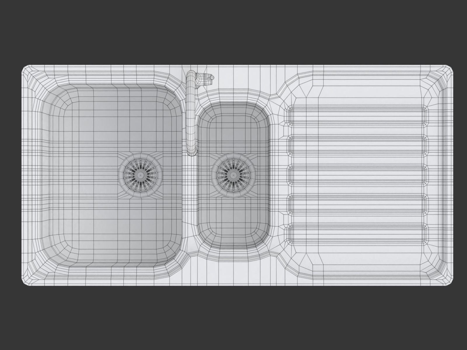 Kitchen Sink with double Bowl Tap and Drain 3D model_31