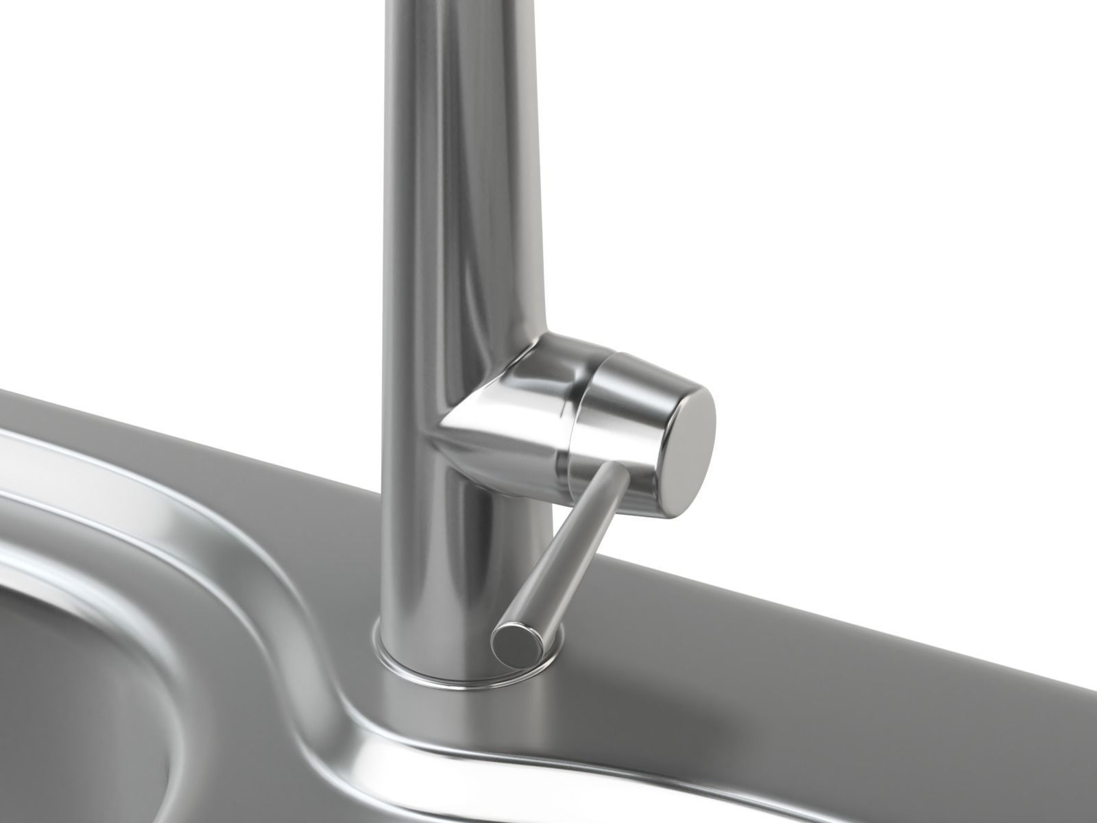 Kitchen Sink with double Bowl Tap and Drain 3D model_5