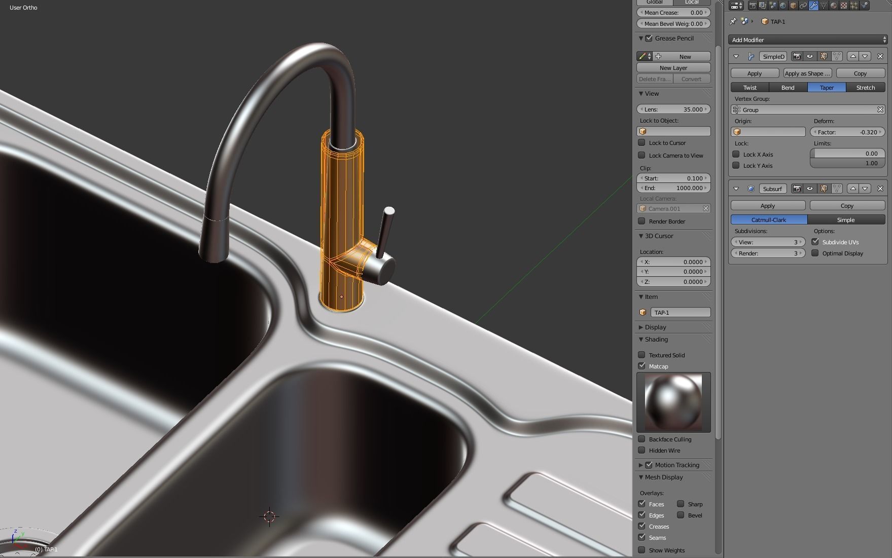 Kitchen Sink with double Bowl Tap and Drain 3D model_25