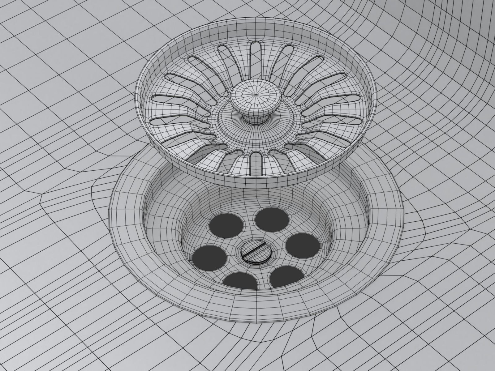 Kitchen Sink with double Bowl Tap and Drain 3D model_39