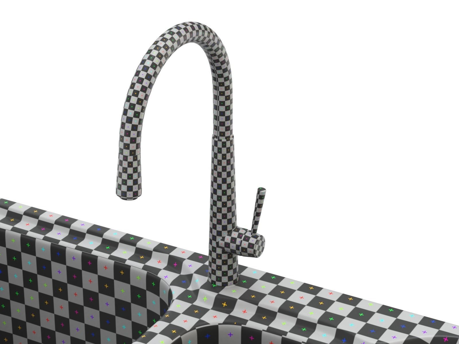 Kitchen Sink with double Bowl Tap and Drain 3D model_22