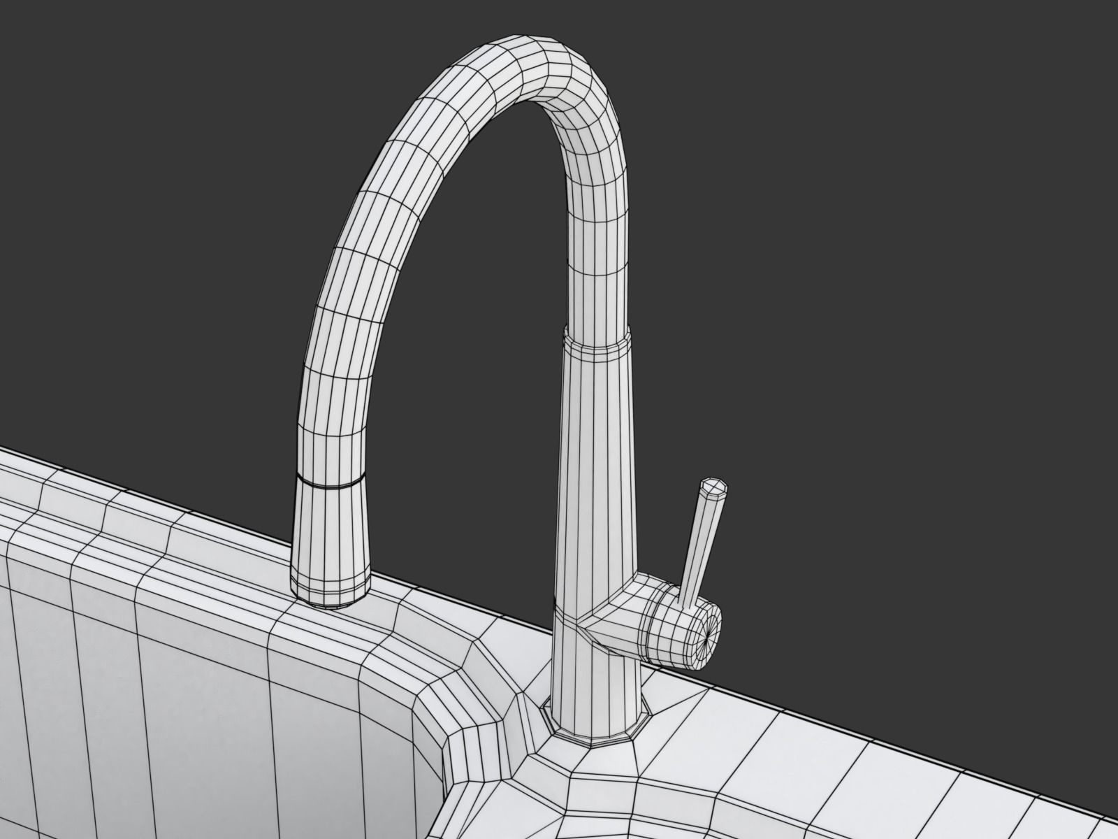 Kitchen Sink with double Bowl Tap and Drain 3D model_28