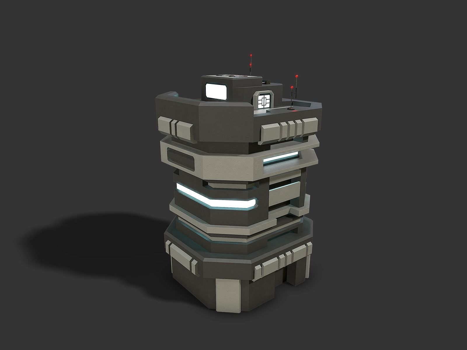 Lowpoly Modular Scifi Building 04 Low-poly 3D model_2