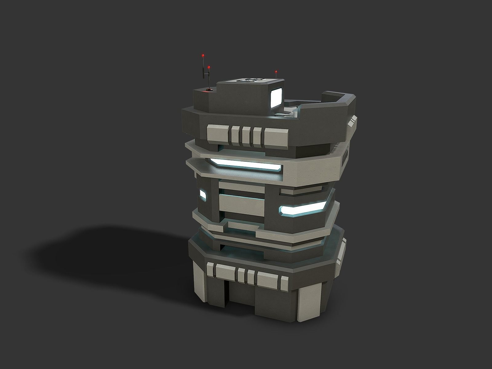 Lowpoly Modular Scifi Building 04 Low-poly 3D model_3