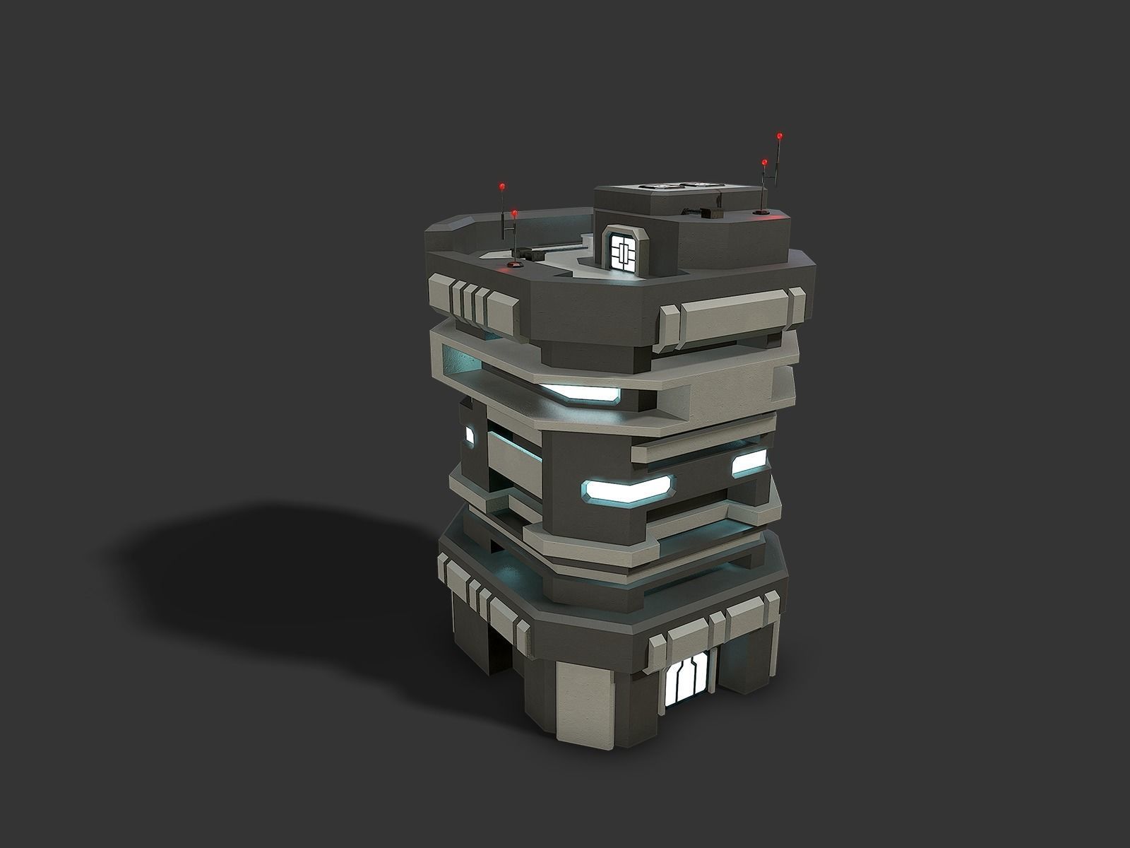 Lowpoly Modular Scifi Building 04 Low-poly 3D model_1