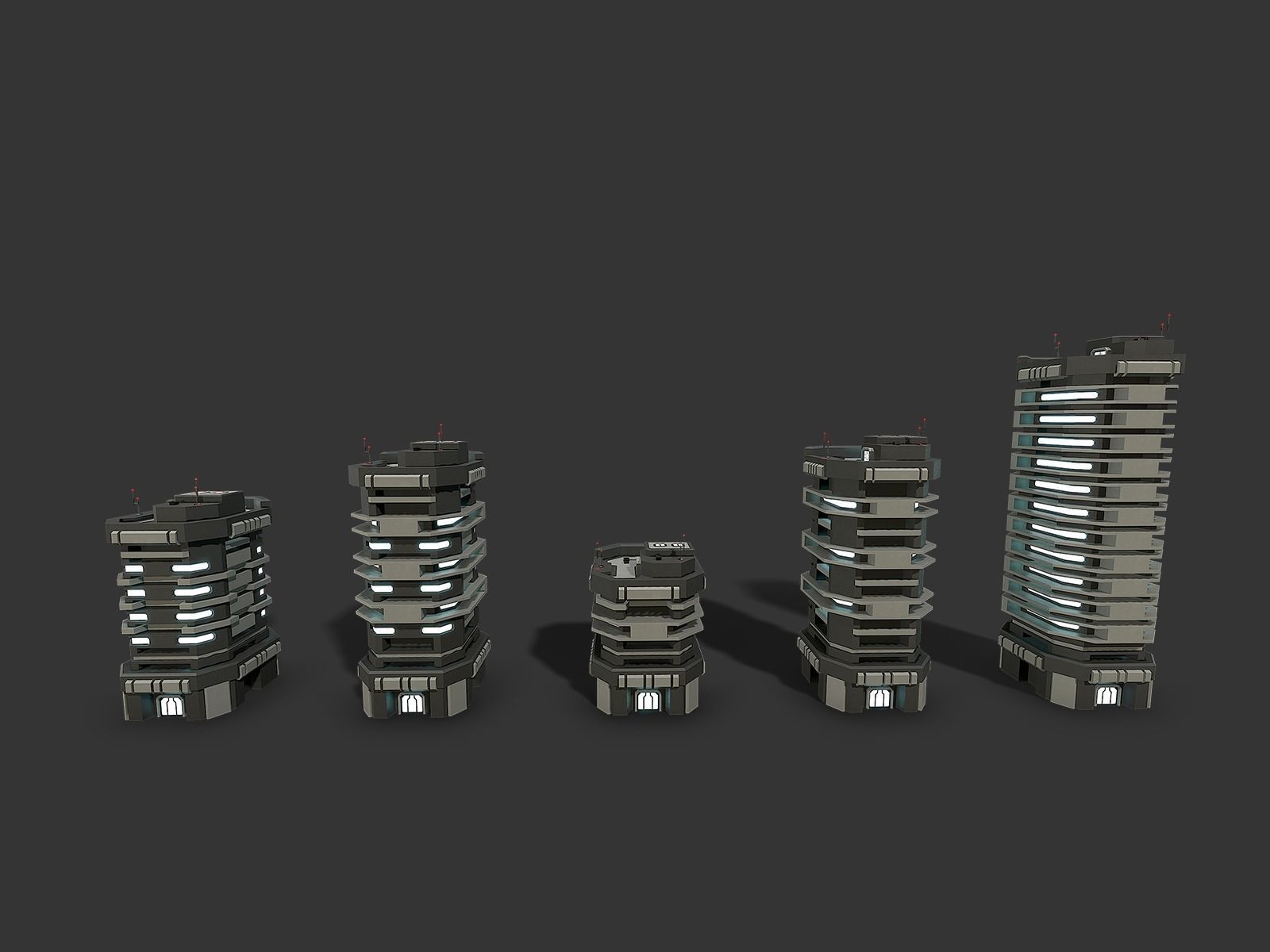 Lowpoly Modular Scifi Building 04 Low-poly 3D model_12