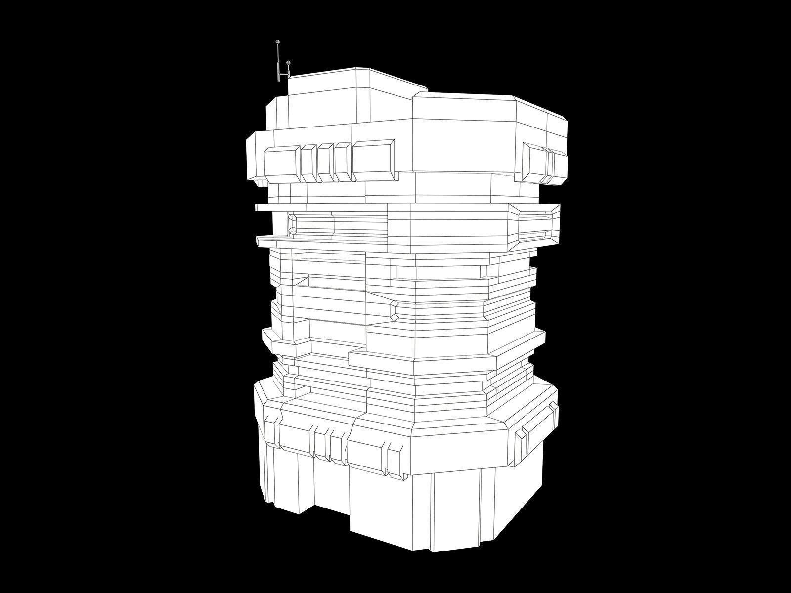 Lowpoly Modular Scifi Building 04 Low-poly 3D model_21