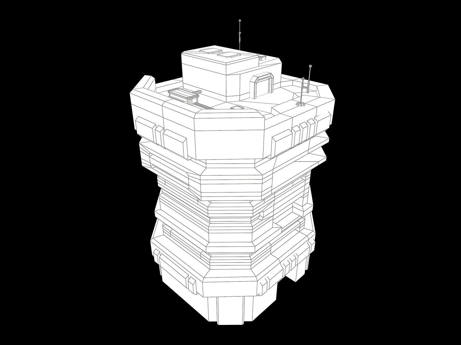 Lowpoly Modular Scifi Building 04 Low-poly 3D model_19