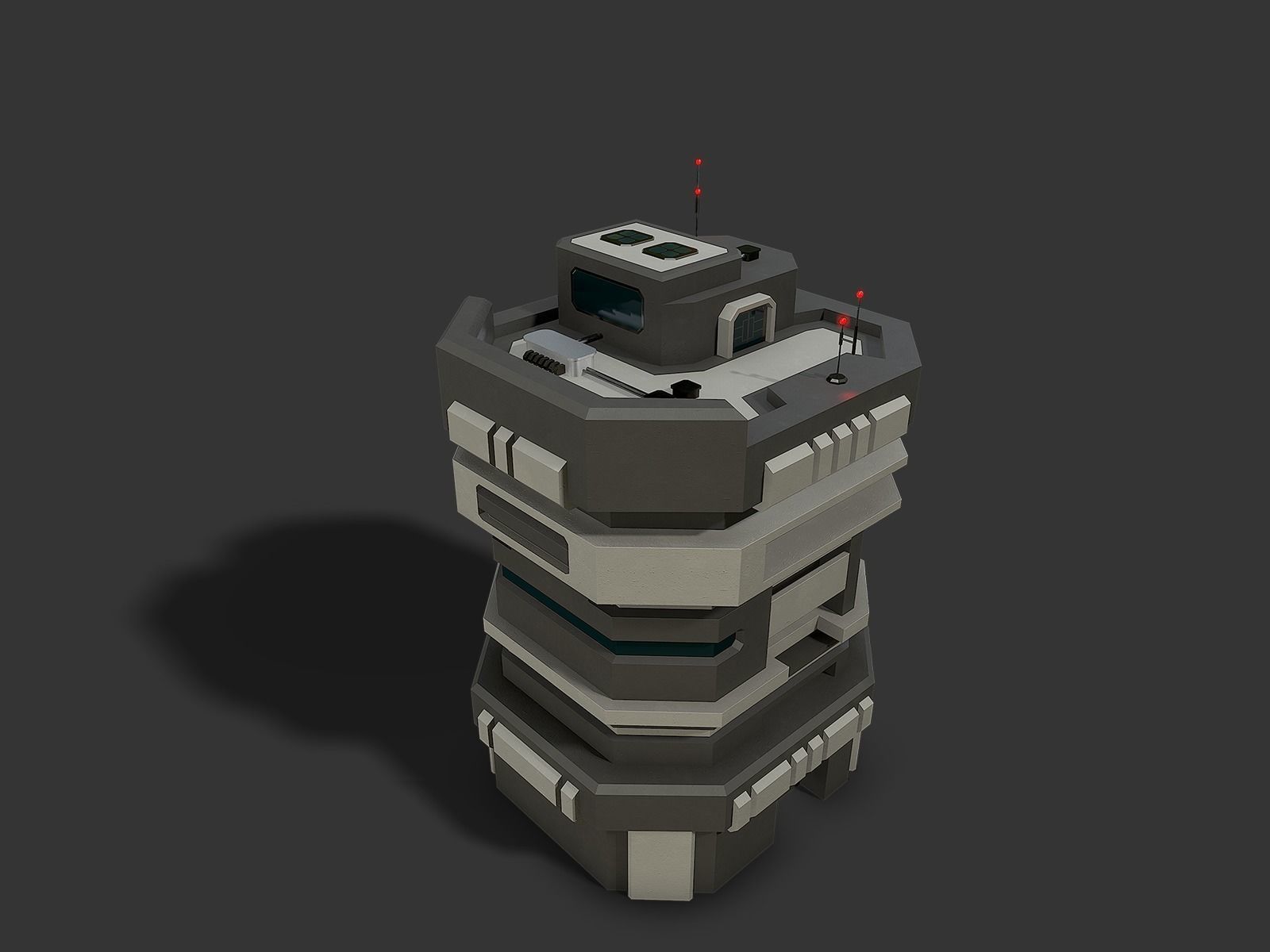 Lowpoly Modular Scifi Building 04 Low-poly 3D model_8