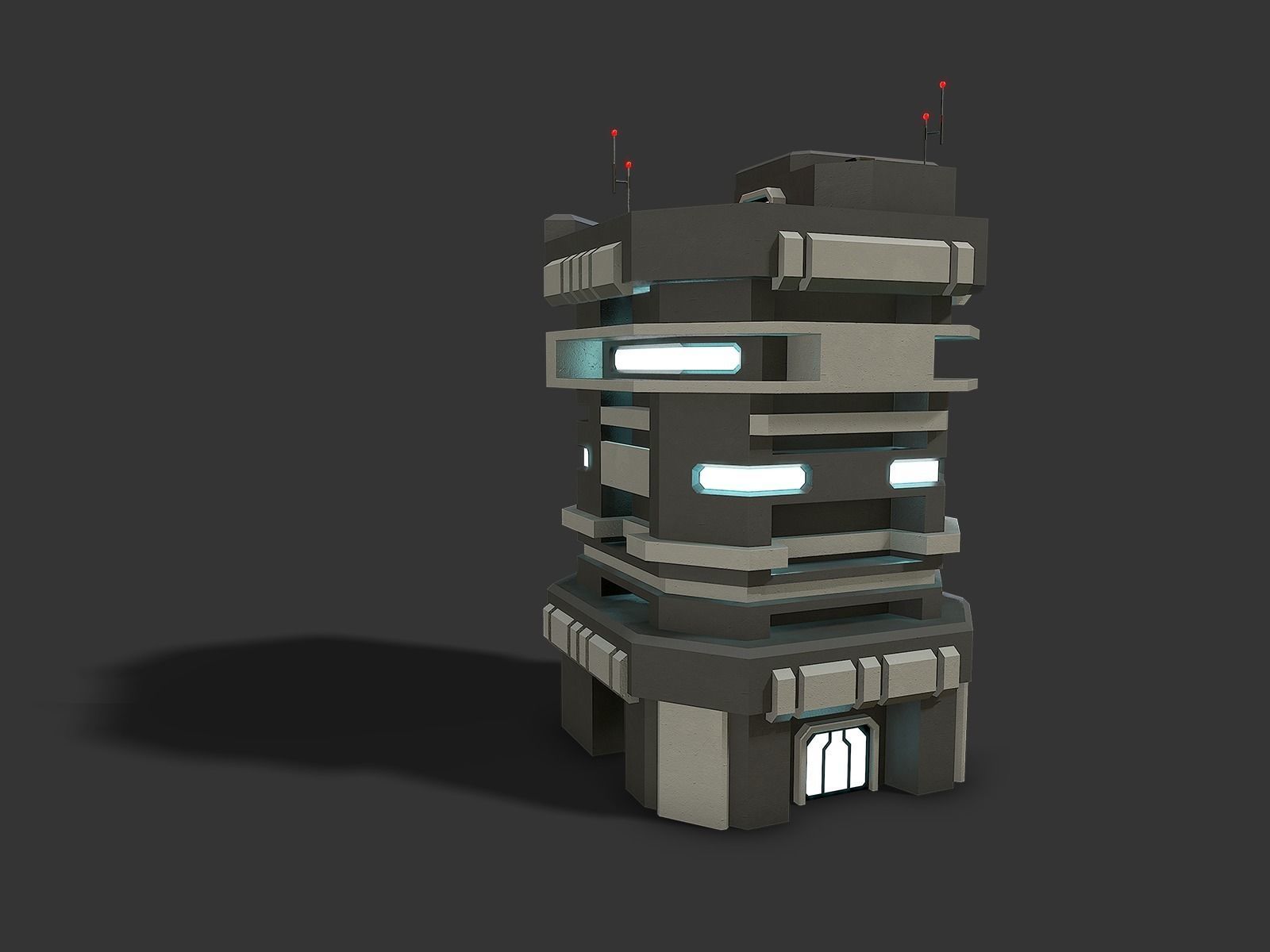 Lowpoly Modular Scifi Building 04 Low-poly 3D model_5