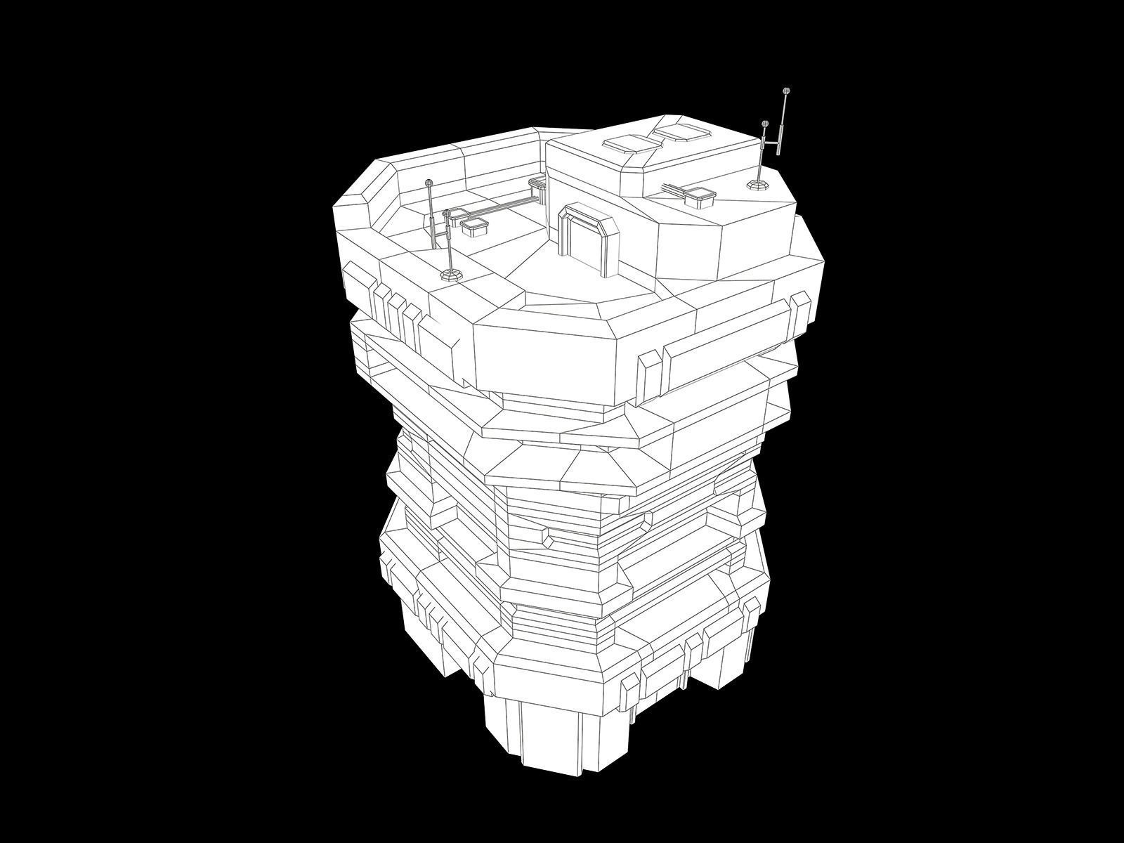 Lowpoly Modular Scifi Building 04 Low-poly 3D model_18